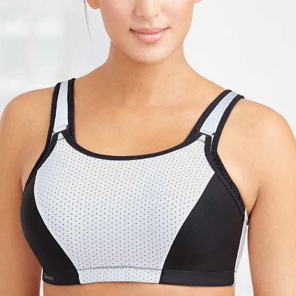 Glamorise SPORT Bra 46DD (DOUBLE-LAYER) Wicking (PADDED-STRAPS) WHITE NEW - Picture 7 of 14